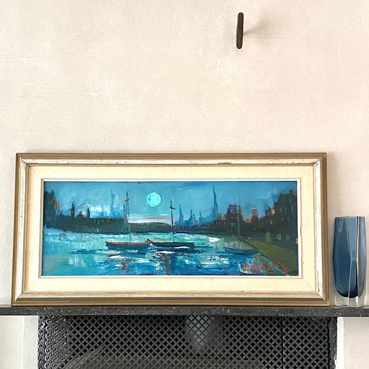 Mid Century Original Cityscape Oil Painting L Zelig Sweden