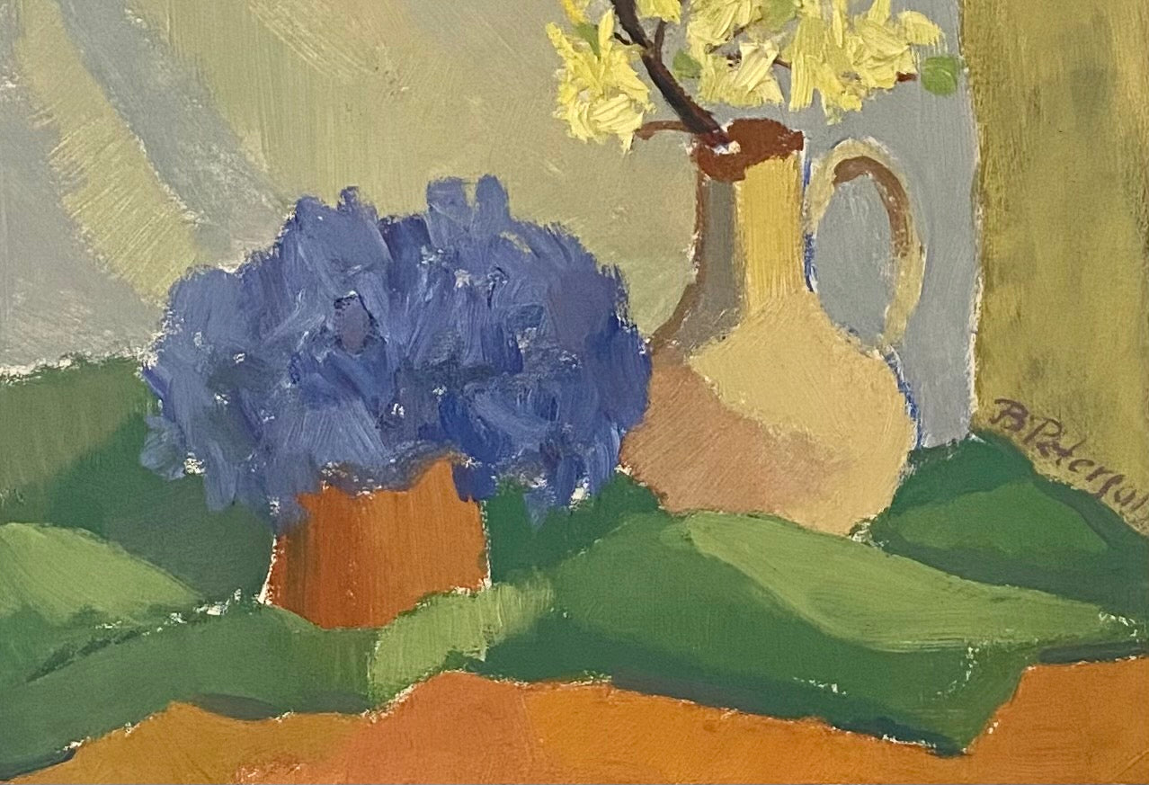 Mid Century Original Still Life Oil Painting By B Peterson Sweden