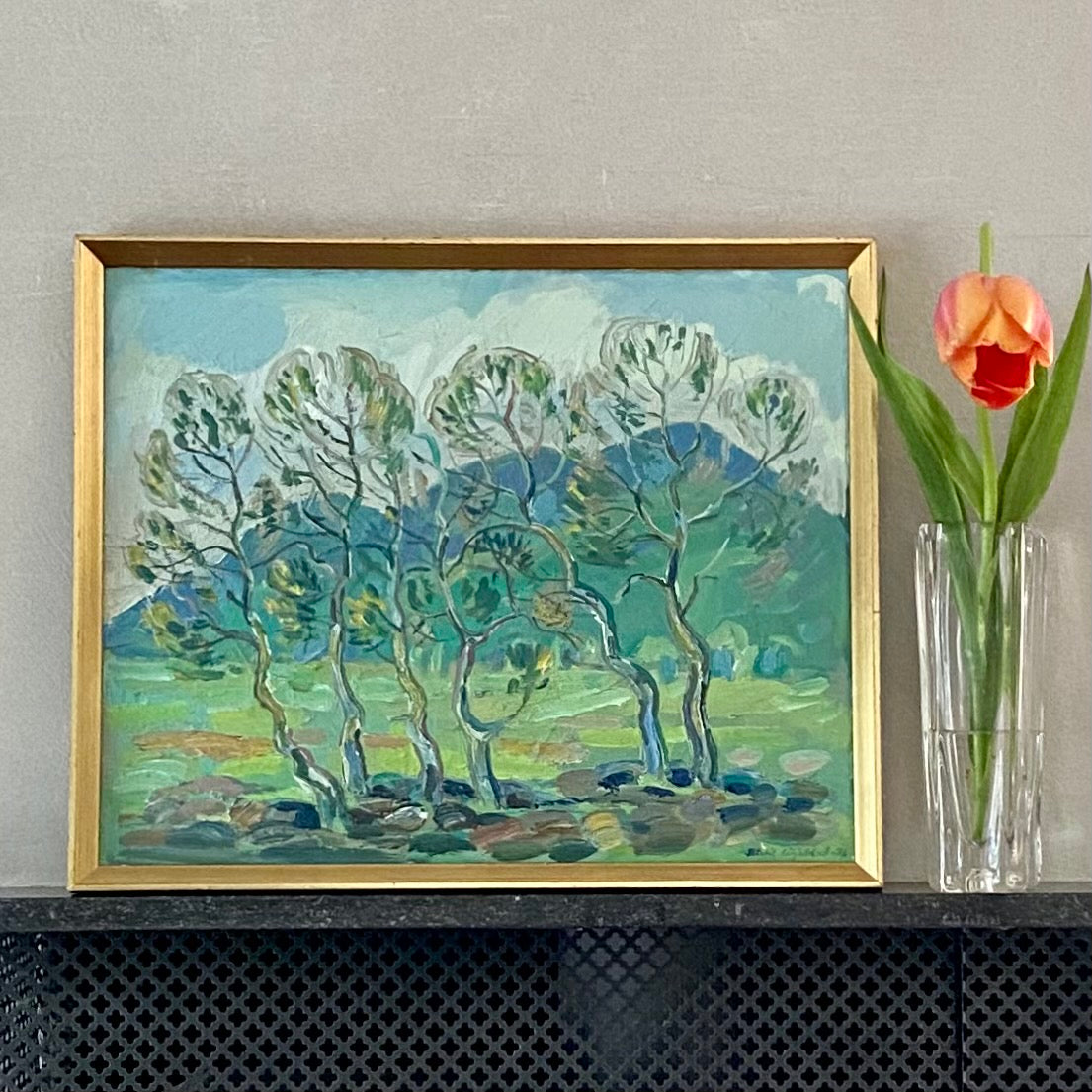 Mid Century Landscape Oil Painting From Sweden