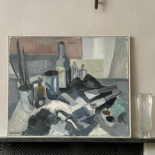 Mid Century Original Vintage Oil Painting By A Erwö Sweden