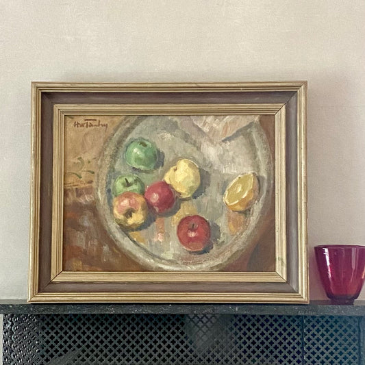 Mid Century Original Still Life Oil Painting From Sweden by H Törnberg