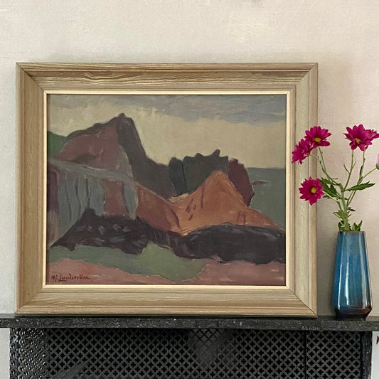 Original Oil Painting Vintage Mid Century By H Lundström Sweden