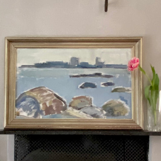 Vintage Original Seascape Oil Painting From Sweden By Frans Lundberg