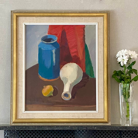 Mid Century Original Still Life Oil Painting From Sweden