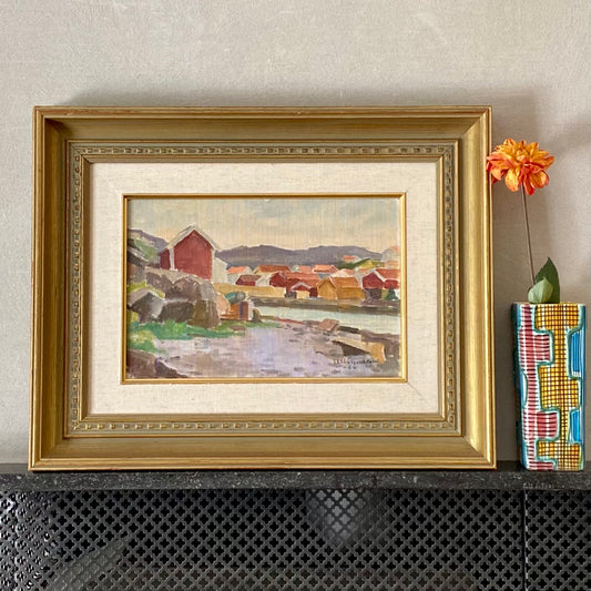 Mid Century Vintage Oil Painting By E Wallin Sweden 1966