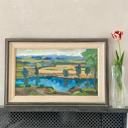 Colorful Vintage Original Landscape Oil Painting From Sweden