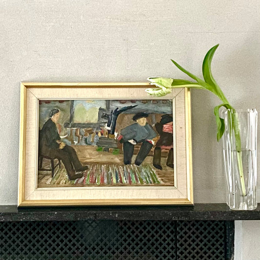 Mid Century Interior Oil Painting From Sweden