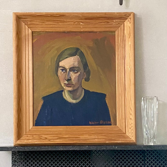 Vintage Original Portrait Oil Painting By V Olson From Sweden