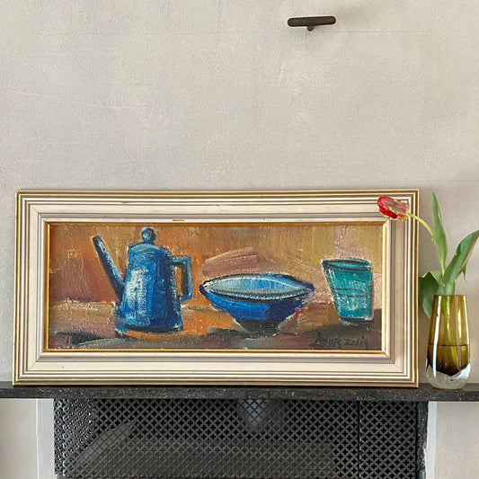 Mid Century Original Still Life  Oil Painting L Zelig Sweden