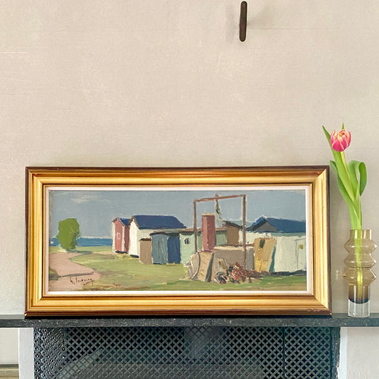 Vintage Mid Century Oil Painting From Sweden by G Isaksson