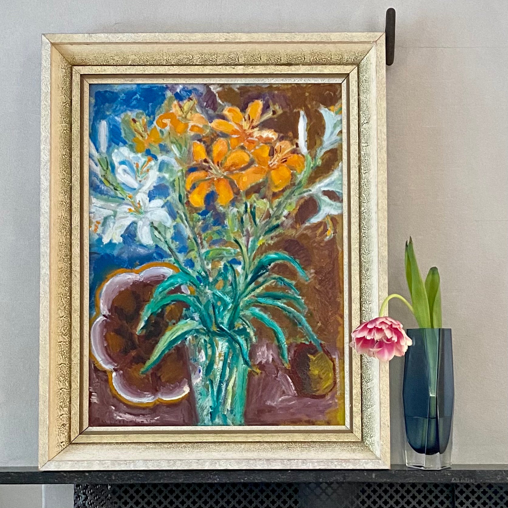 Mid Century Original Still Life Oil Painting from Sweden by Max Gregor Carlsson