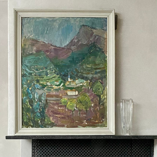Vintage Art Room Original Landscape Oil Painting by T Wahlström Sweden 1950