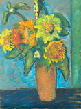Load image into Gallery viewer, Mid Century Vintage Art Room Oil Painting Of Sunflowers Sweden