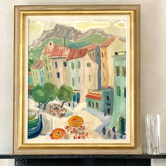 Vintage Art Room Original Oil Painting by G Turèn Sweden 1950