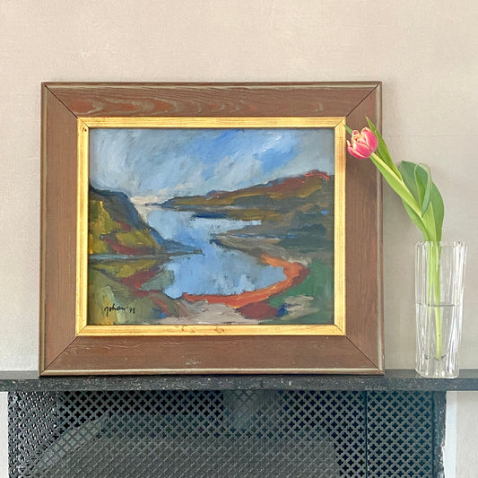Original Oil Painting Vintage Mid Century From Sweden By H Johansson