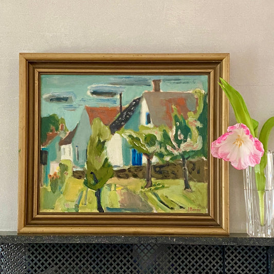 Original Oil Painting Vintage Mid Century By J Bören Sweden