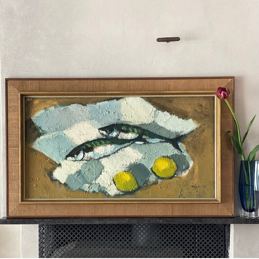 Original Still Life Oil Painting Vintage Mid Century By B Hillgrund Sweden