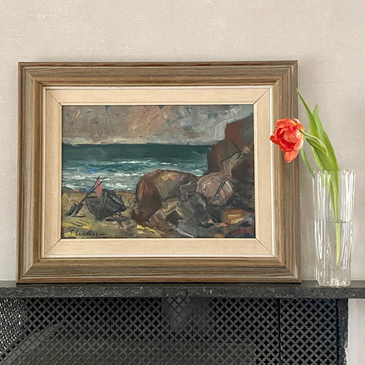 Mid Century Vintage Oil Painting From Sweden Vintage Art Room