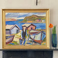 Load image into Gallery viewer, Original Fisherman Oil Painting Vintage Mid Century From Sweden
