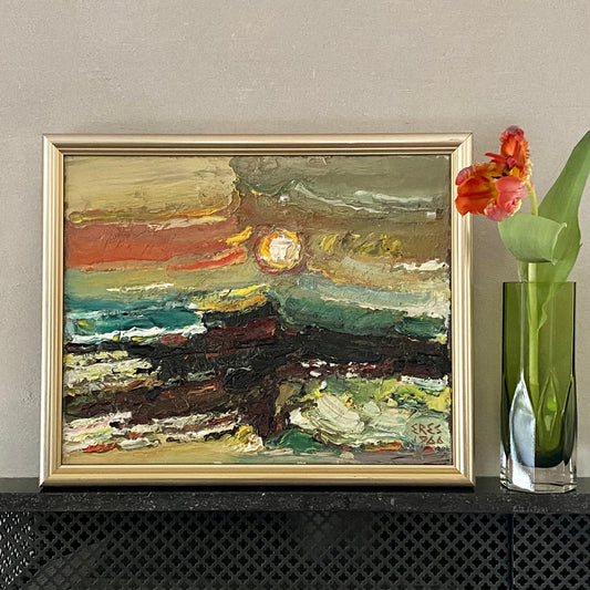Striking Mid Century Seascape Oil Painting Arnold Eres Dated 1966 Sweden