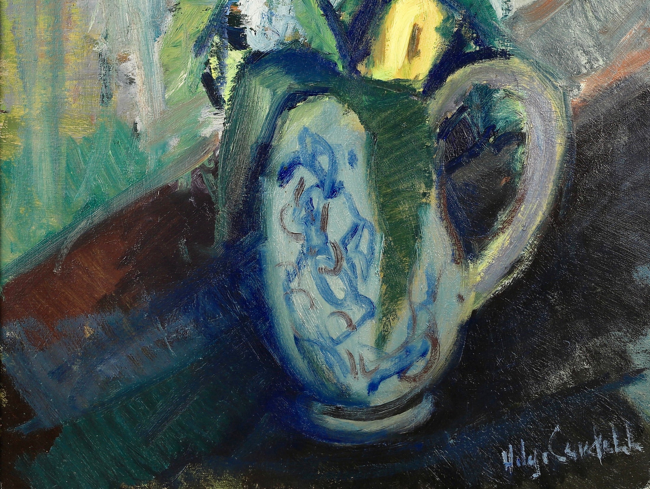 Vintage Art Still Life Original Oil Painting From Sweden H Cardell