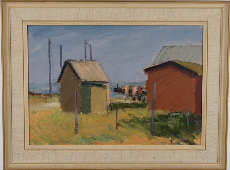 Vintage Coastal Painting by T Nilsson from Sweden