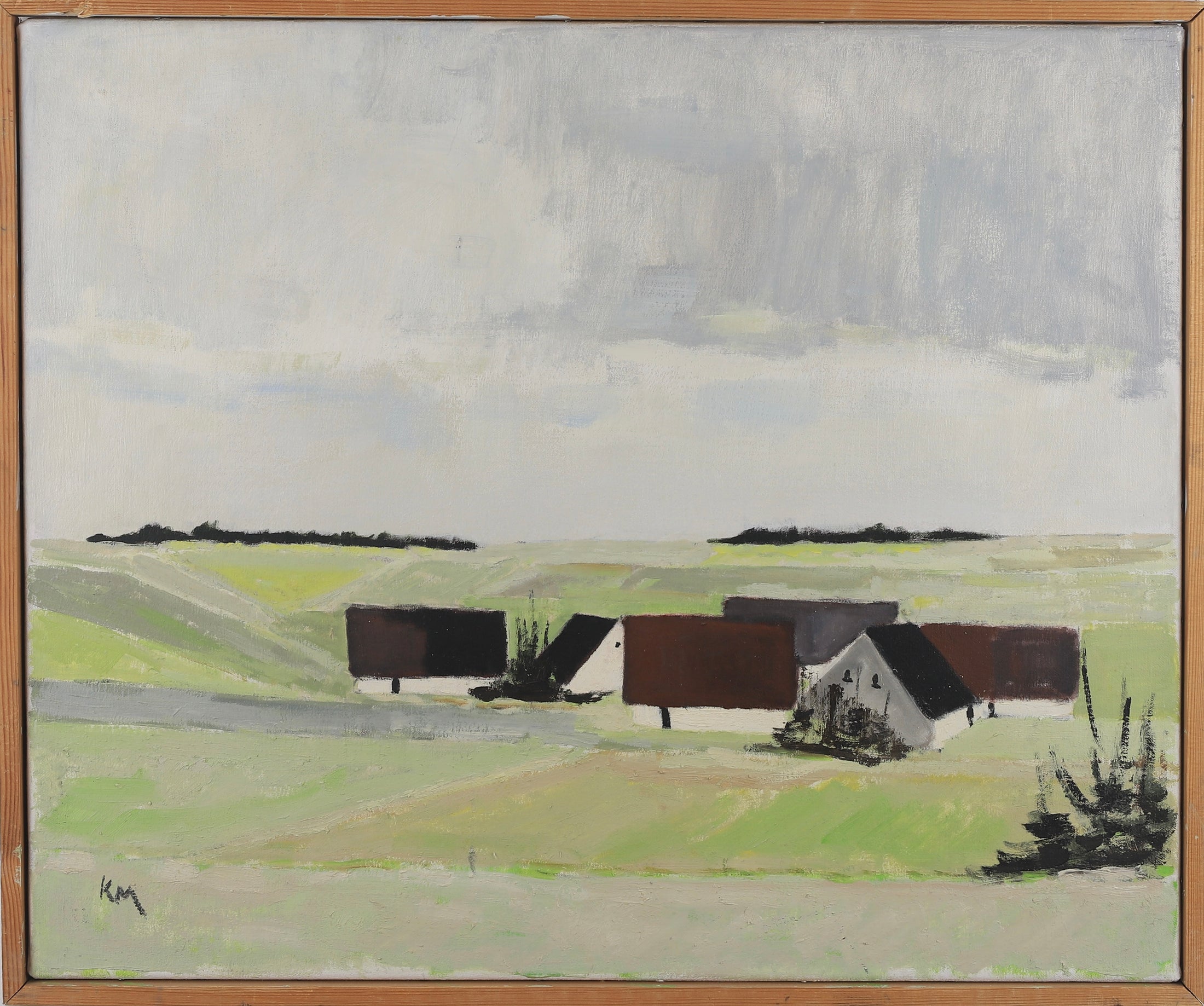 Mid Century Original Farmhouse Oil Painting from Sweden