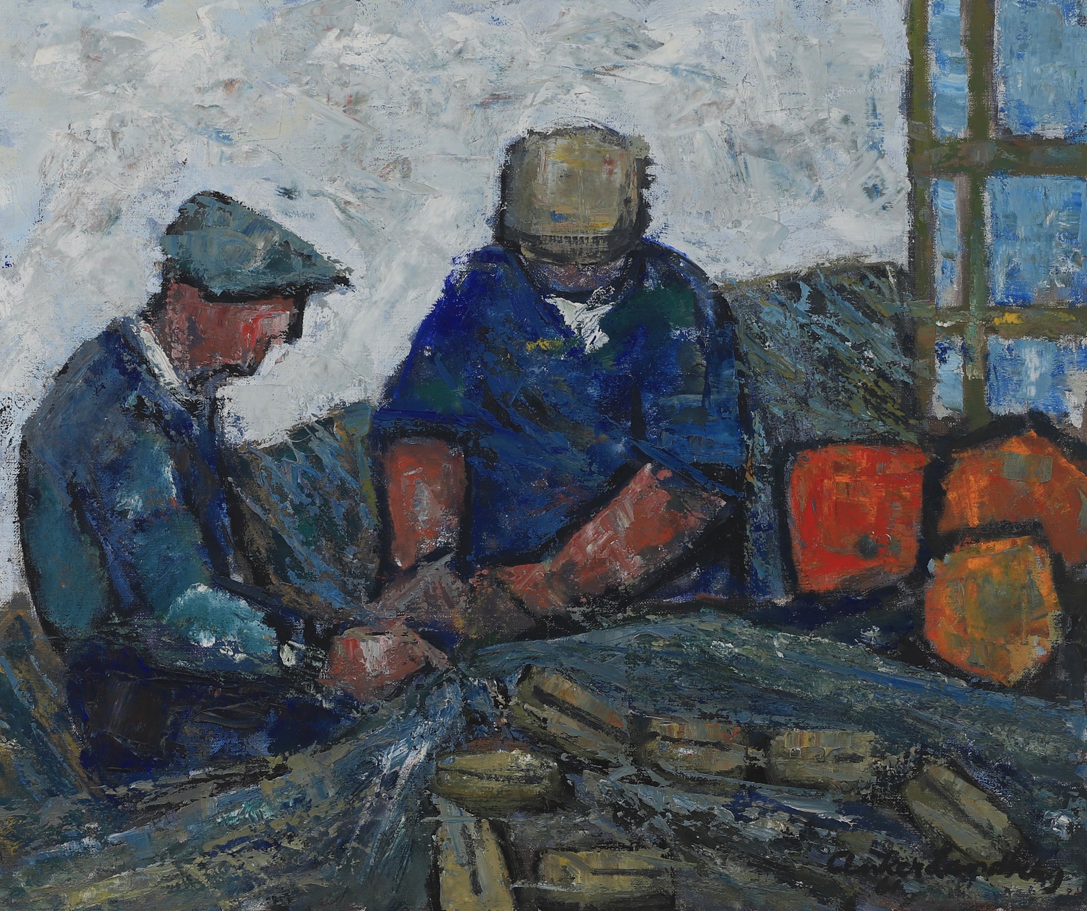 Mid Century Original Vintage Oil Painting from Sweden