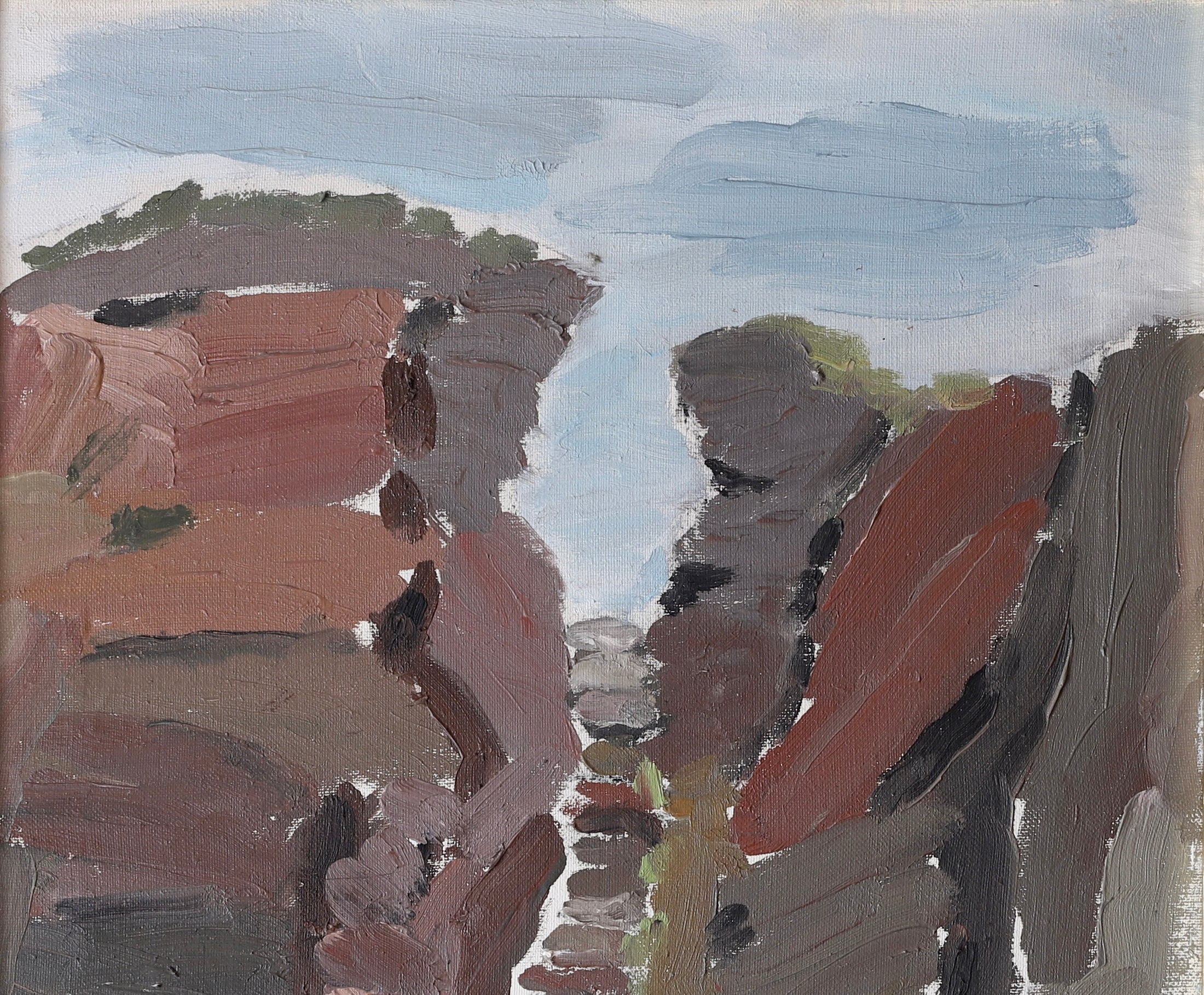 Vintage Art Room Mid Century Original Coastal Landscape from Sweden