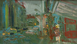 Vintage Mid Century Cityscape Oil Painting From Sweden by L Herder