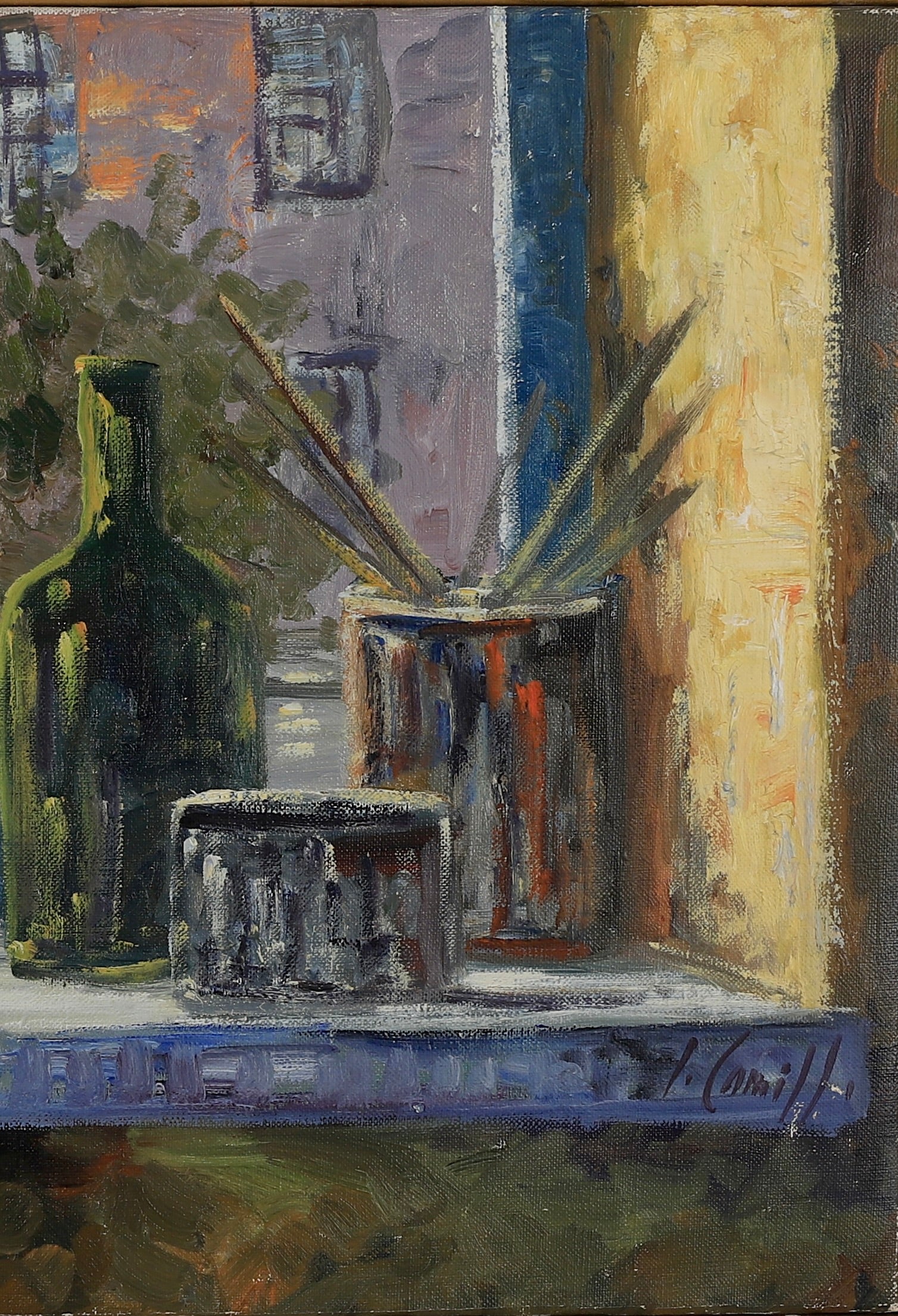 Vintage Art Room Mid Century Still Life Oil Painting From Sweden
