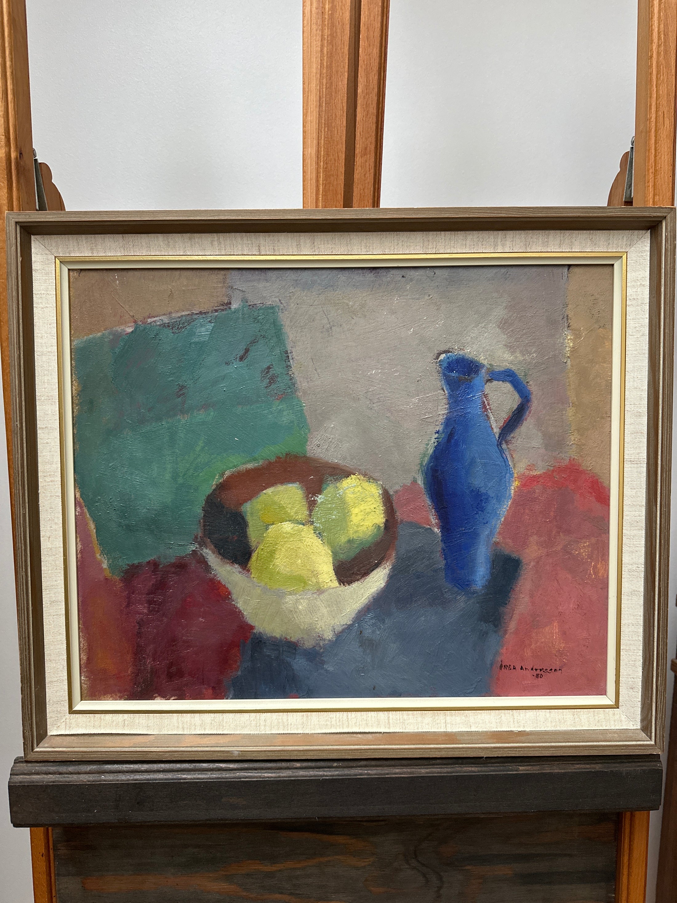 Vintage Mid Century Still Life Oil Painting From Sweden