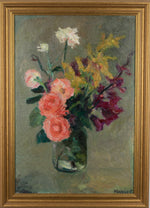 Original Still Life Oil Painting Vintage Mid Century Sweden