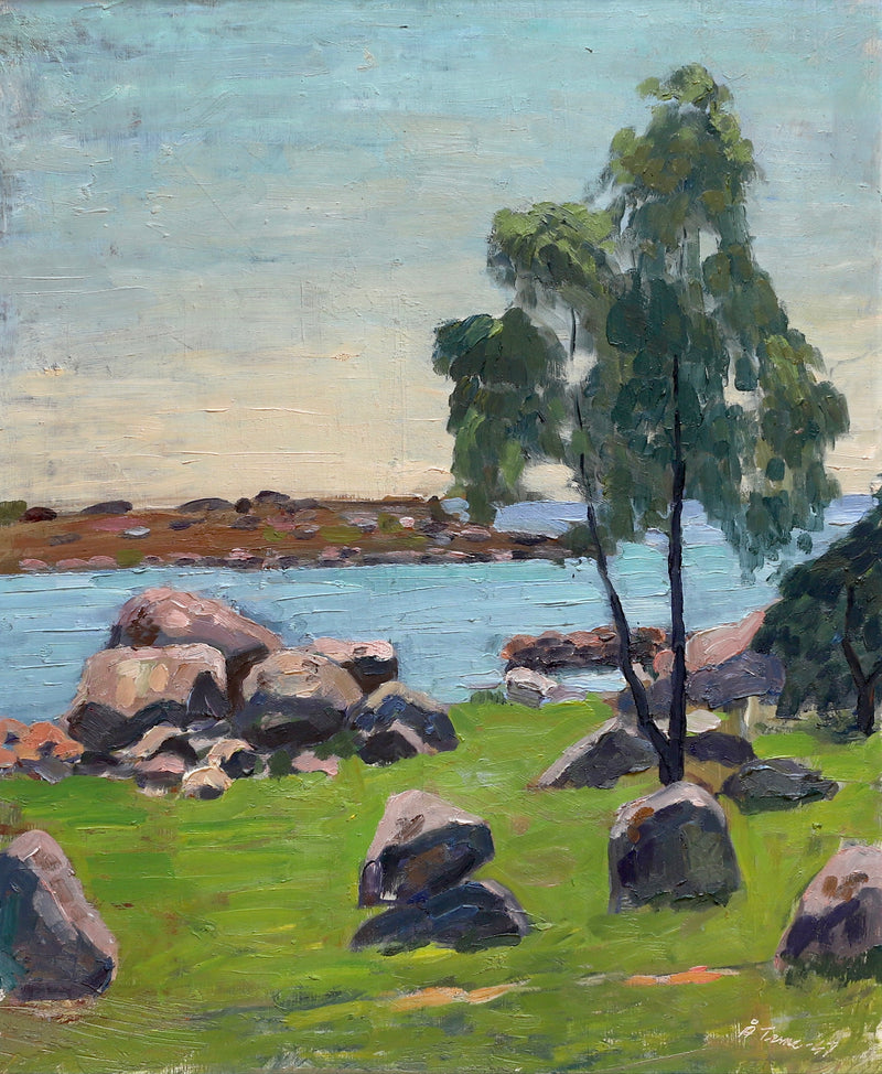 Mid Century Original Landscape Oil Painting From Sweden