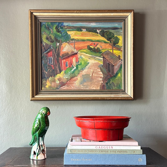 Mid Century Original Vintage Landscape Oil Painting from Sweden