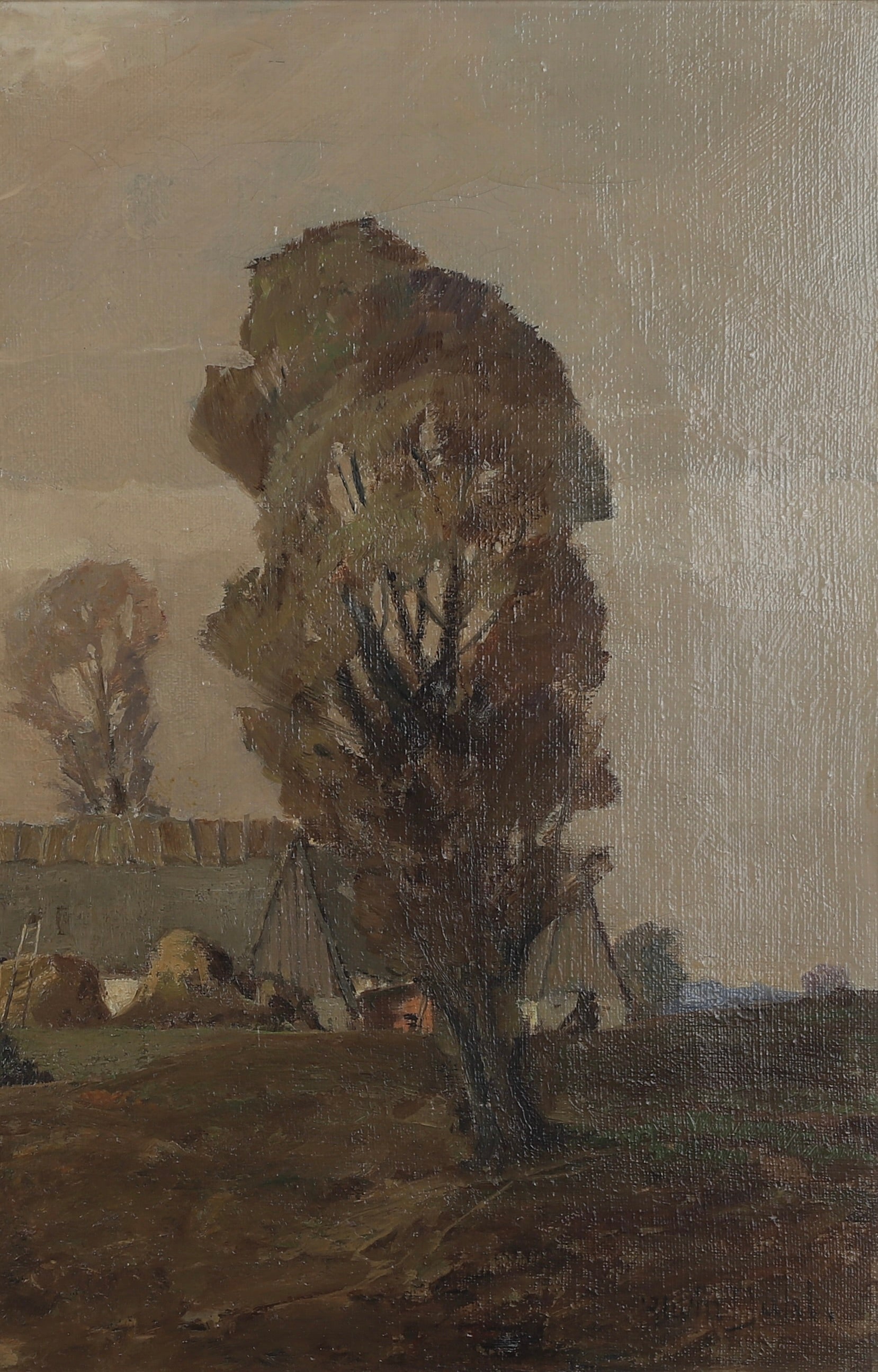 Original Vintage Farmhouse Oil Painting from Sweden 1938