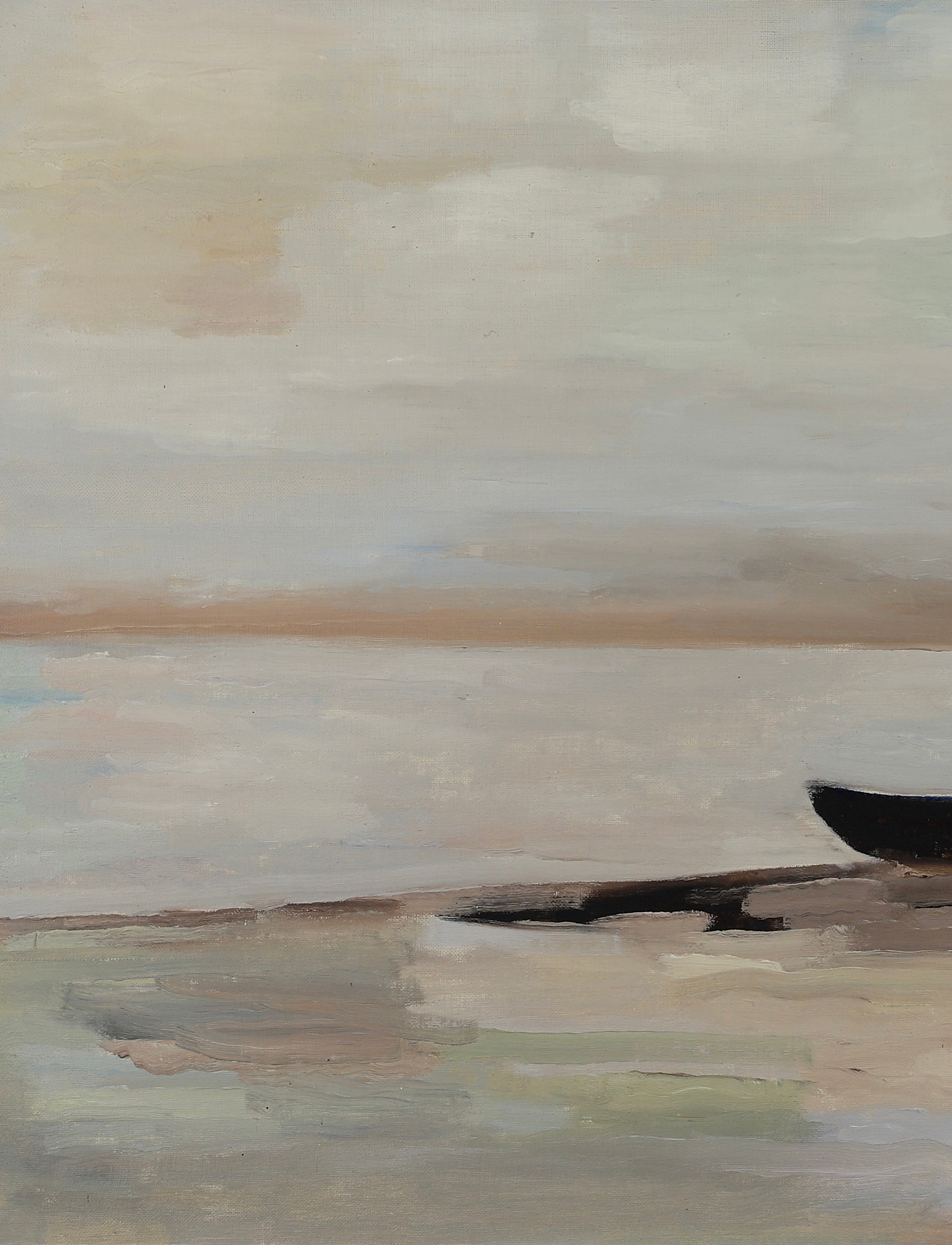 Vintage Art Room Original Coastal Oil Painting from Sweden