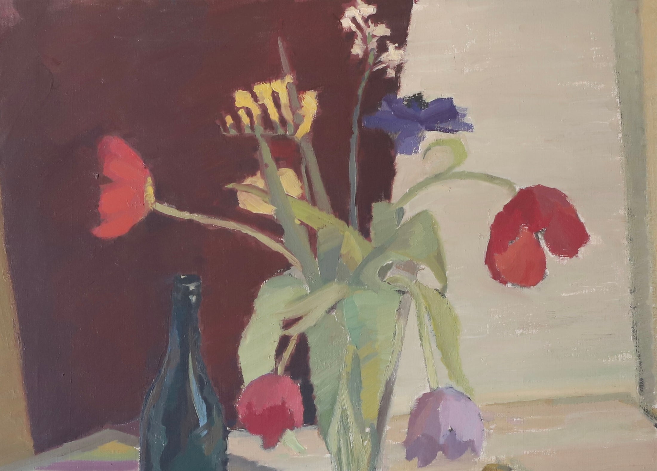 Large Original Vintage Art Still Life Oil Painting from Sweden