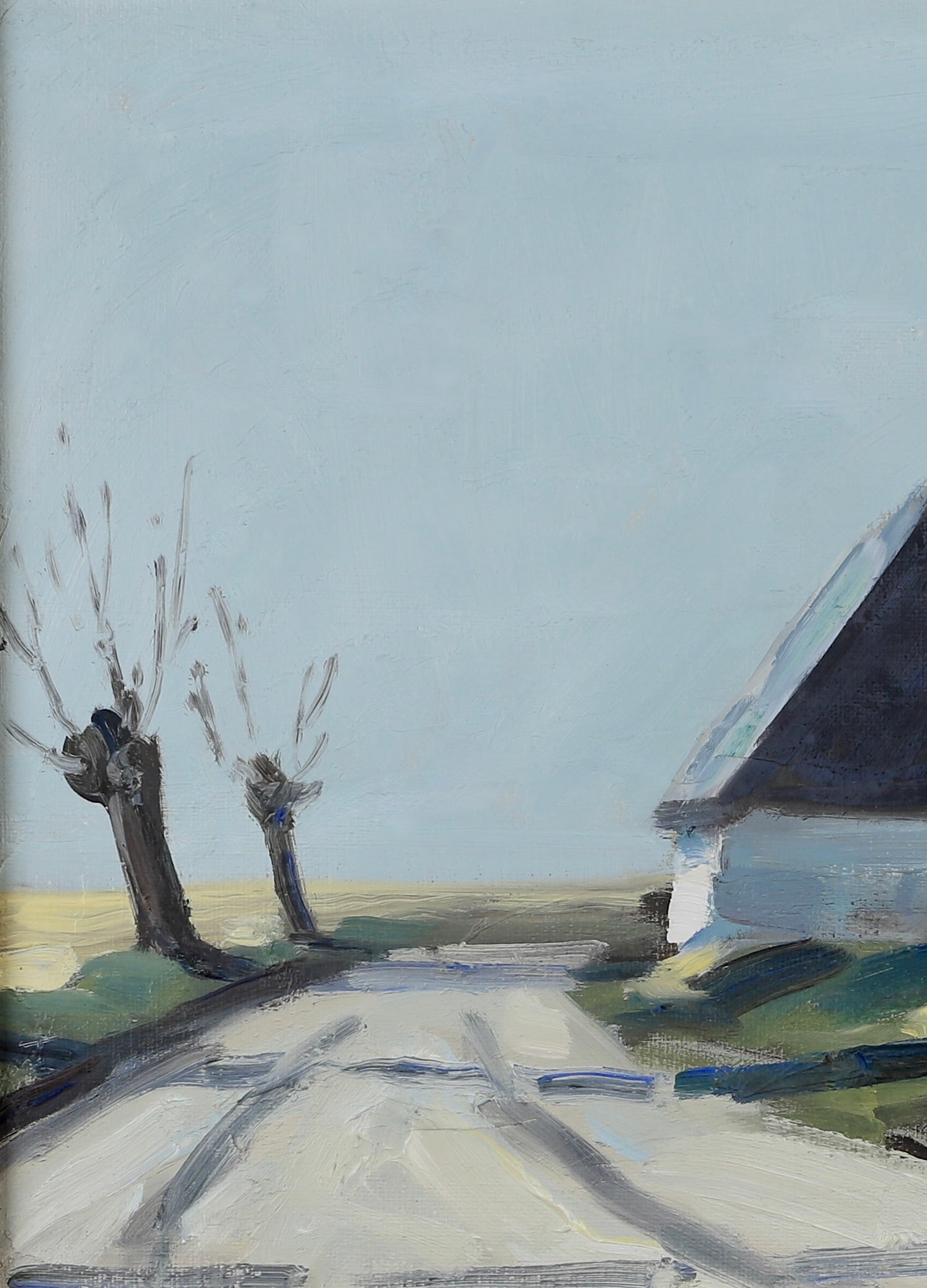 Original Vintage Mid Century Farmhouse Oil Painting Sweden