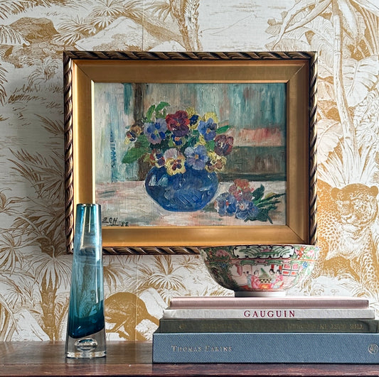 Vintage Art Room Antique Still Life Oil Painting From Sweden