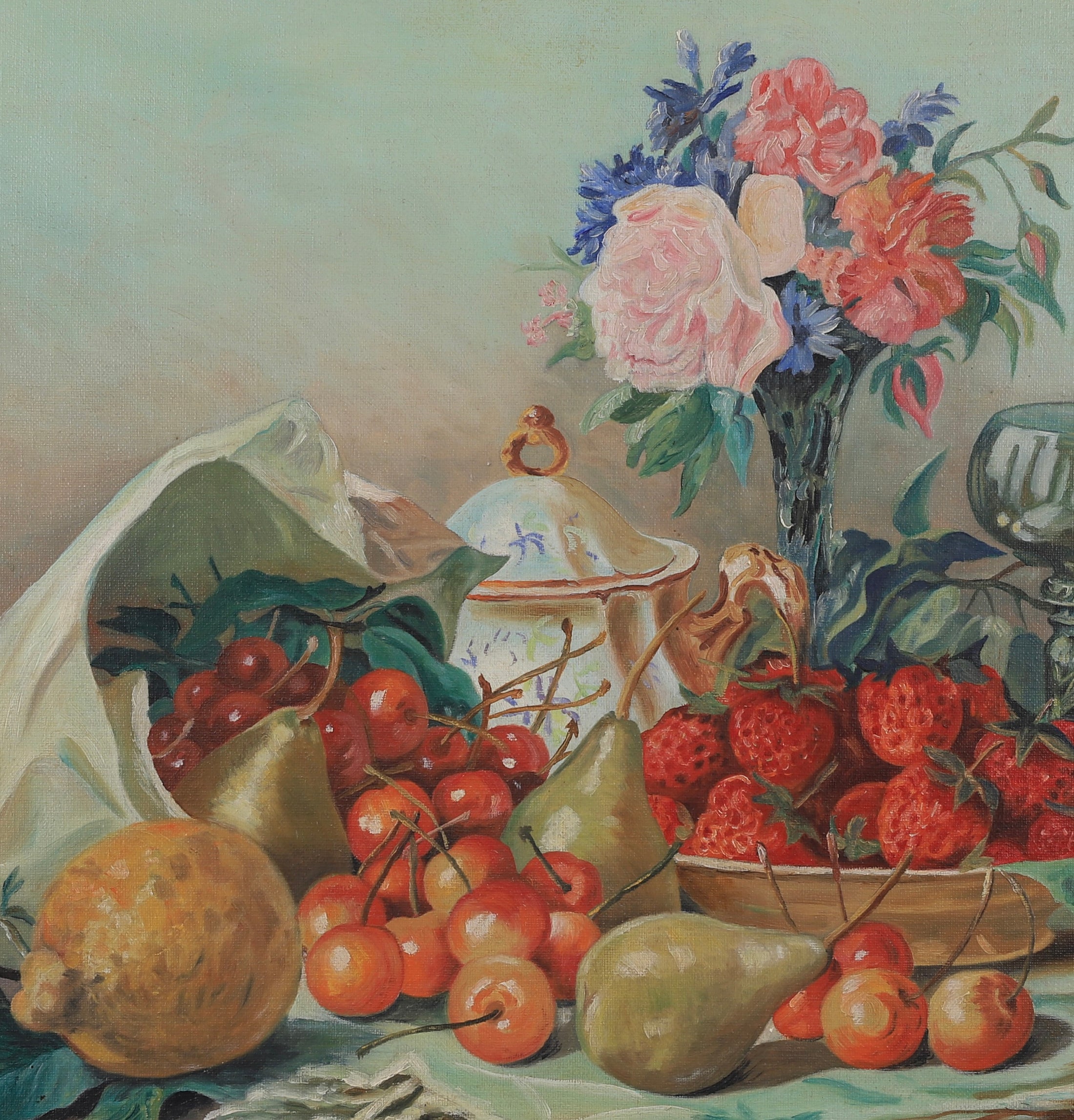 Vintage Art Still Life Original Oil Painting From Sweden 1935
