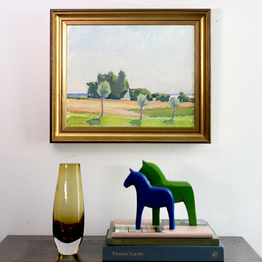 Original Oil Painting Vintage Mid Century From Sweden by S Rosendahl