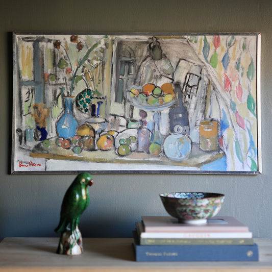 Vintage Art Room Original Still Life Oil Painting from Sweden