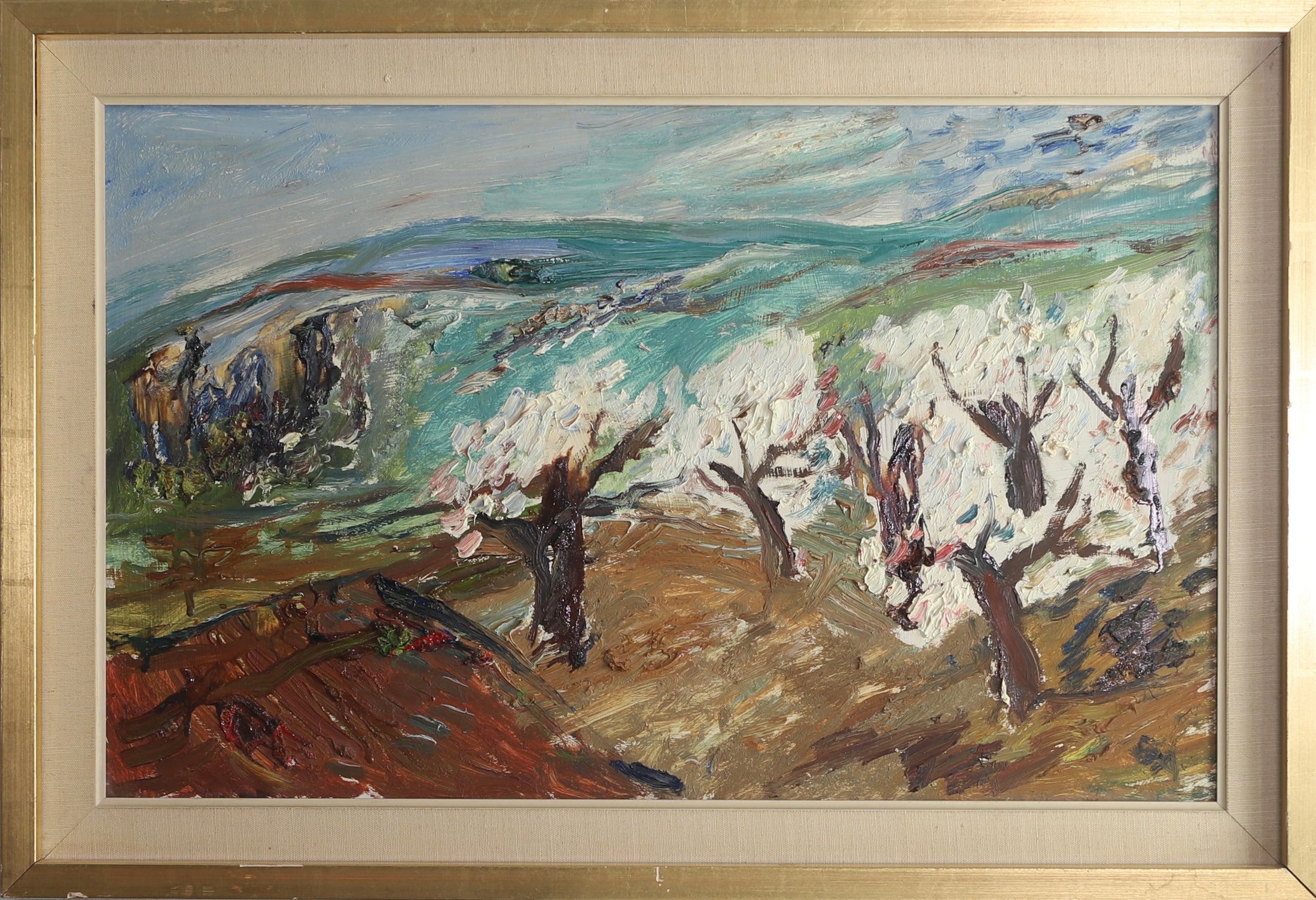 Swedish Mid Century Vintage Art Landscape Oil Painting