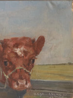 Vintage Art Room Original Oil Painting of Calves From Sweden