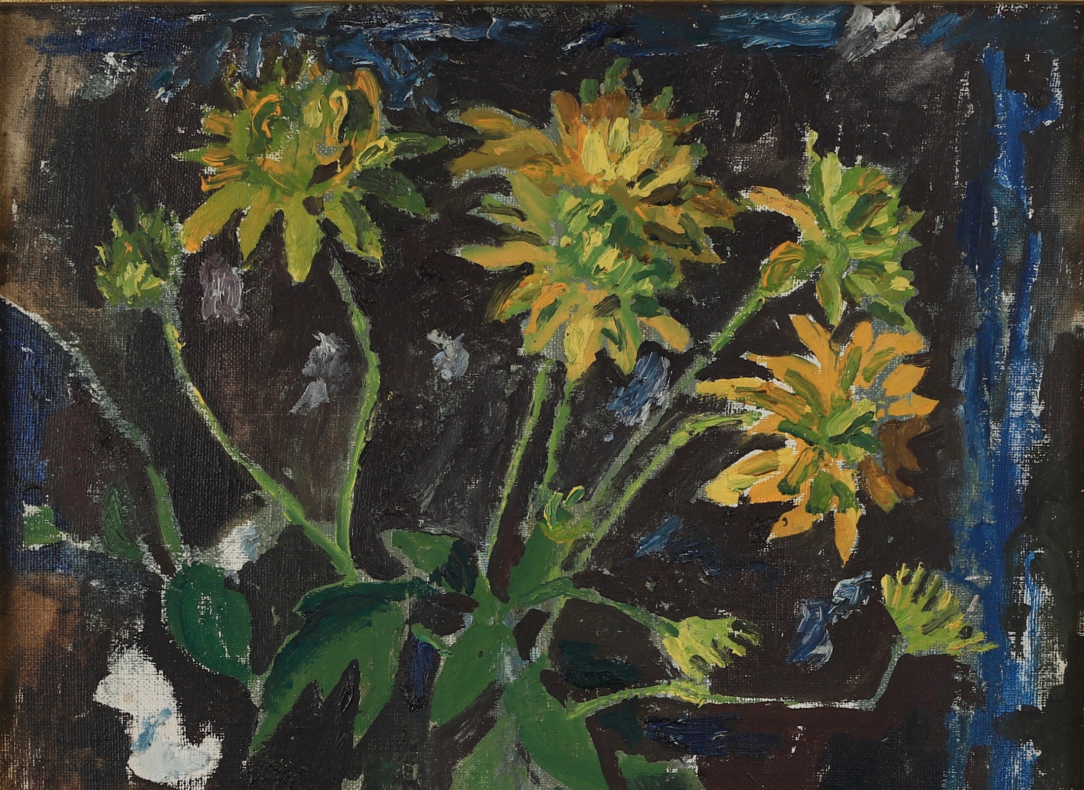 Swedish Mid Century Vintage Art Floral Still Life Oil Painting