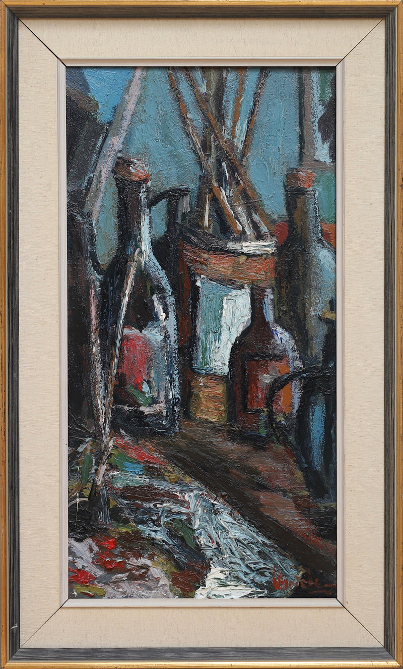 Mid Century Original Still Life Oil Painting From Sweden by K Christensen