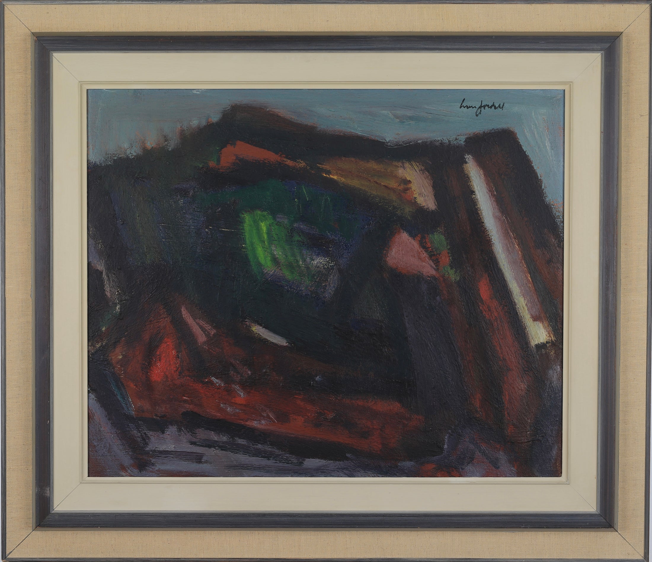 Vintage Art Room Mid Century Original Oil Painting from Sweden