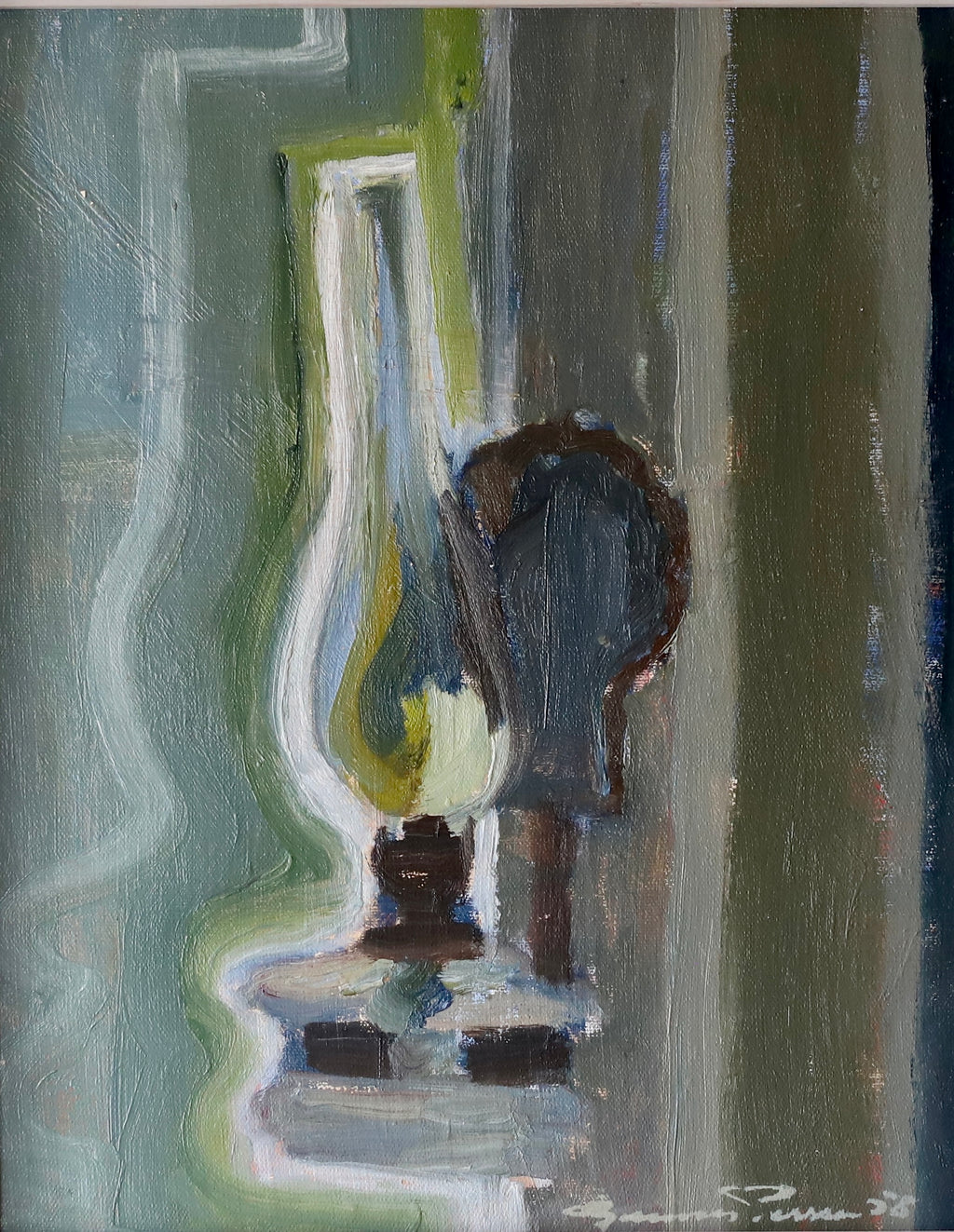 Mid Century Original Still Life Oil Painting By G Persson Sweden 1956