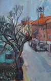 Mid Century Original Cityscape Oil Painting From Sweden